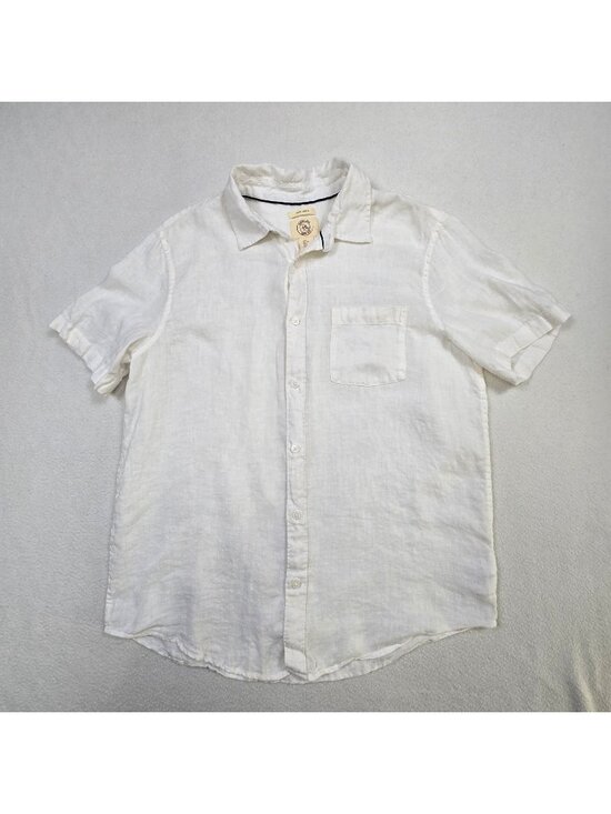 Panama Jack Other - Panama Jack Mens Large 100% Linen Shirt White Button-Up Short Sleeve Top